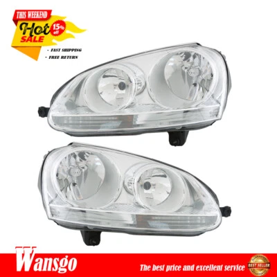 左+右铬投影仪前灯适用于大众兔 06-09 捷达 05-10 — 第 1/4 张图片