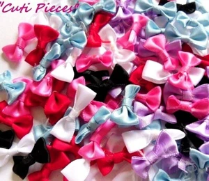 Mix Satin Effect Pre-Tied Ribbon Bows Wedding Scrapbook Fabric Embellishments - Picture 1 of 15