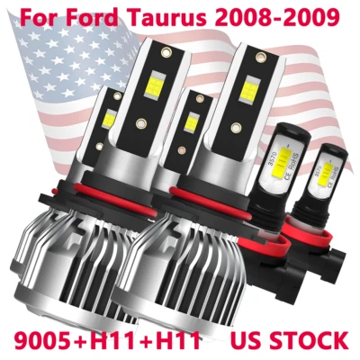 9005 H11 H11 For Ford Taurus 2008-2009 LED Headlight Fog Light Bulbs Kit - Image 1 of 4
