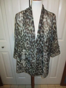 CHAQUETA METALIZADA NUEVA CON ETIQUETAS Chico's ANIMAL LUSTER TRANSPARENTE 3/4 FRENTE ABIERTO 1 Mediana 8/10 - Imagen 1 de 5