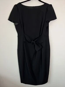 Moschino Cheap And Chic Dress Size 14 Black Virgin Wool Belted Career Puff Sv - Picture 1 of 9