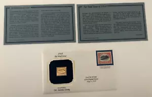 1918 Air Mail Issue Inverted Jenny 1st Day of Issue 22K Gold Stamp & Envelope - Picture 1 of 4