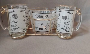 VINTAGE MCM STARLYTE SNACK SET WITH GLASSES & METAL CADDY AWESOME COND. - Picture 1 of 16