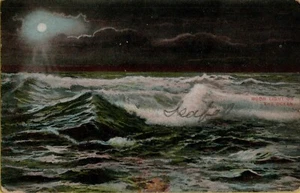 Postal trasera indivisa Moonlight on the Ocean 1906 - Imagen 1 de 2