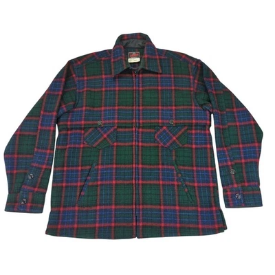 Vtg Johnson Woolen Mills Mackinaw Cruiser Jacket Shirt Jac Mens Large Plaid Wool - Image 1 of 4