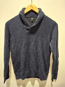 J.CREW Men's Mineral Blue Size M 100% Lambswool Cowl Neck Pullover Sweater - Picture 1 of 4