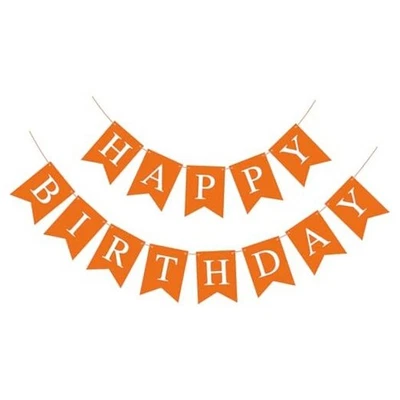 Guirnalda de pancarta de cumpleaños para niños niñas naranja Foto 1 de 4