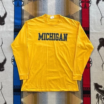 Винтажная футболка 90-х University of Michigan Wolverines с длинным рукавом размер XL - Изображение 1 из 4