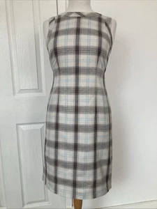 Hobbs Cotton Shift Dress Tartan Plaid Sleeveless 6 Blue Grey - Picture 1 of 6