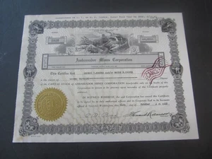 1946 - AMBASSADOR MINES CORPORATION - Stock Certificate - WASHINGTON - Picture 1 of 1