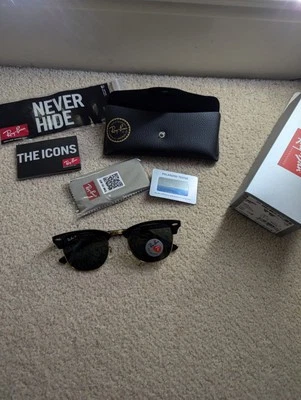 Occhiali da sole Ray-Ban Clubmaster RB3016 unisex polarizzati neri su Arista G15 - Immagine 1 di 4