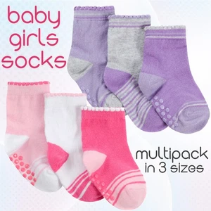 Calcetines antideslizantes recién nacidos niñas media pantorrilla paquete múltiple 3 6 pares 0-18 meses - Imagen 1 de 11