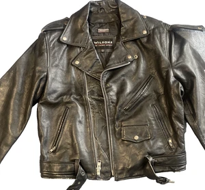 Wilson’s Vintage Men’s Biker Motorcycle Style Black Leather 90’s Jacket Size M - Picture 1 of 21