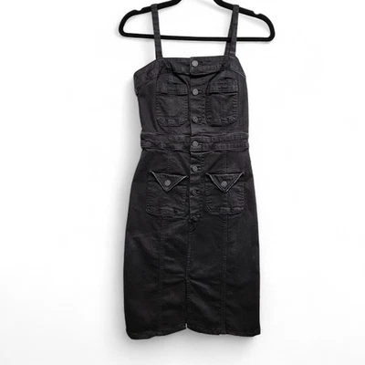 Mother To the Point Dress Womens XS Not Guilty Faded Black Denim Cargo Midi - Image 1 of 4