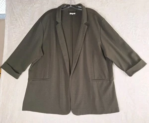 Maurices Plus Size 3X Women's Jacket Blazer Green Open Front 3/4 Cuffed Sleeve - Picture 1 of 14