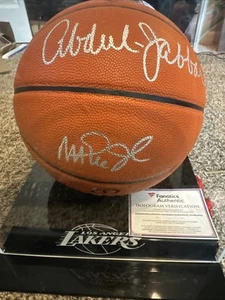 KAREEM ABDUL-JABBAR & MAGIC JOHNSON AUTOGRAPHED BASKETBALL COA / CASE - Picture 1 of 3