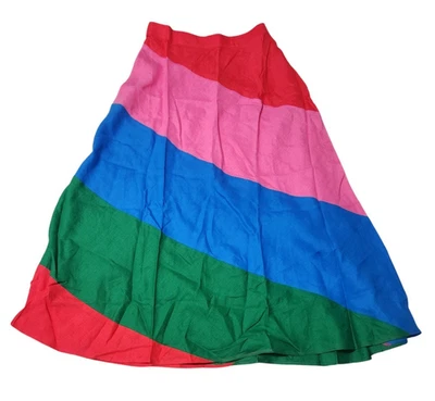 Maxi falda sin cordones Boden para mujer talla 10 retazos corte sesgado 100 % lino multicolor Foto 1 de 3