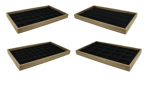 Vintage Wooden Display Tray with Choice of Black Flocked Compartment Insert - Picture 1 of 17