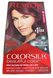 Revlon Permanent Hair Color Dye Colorsilk 4.4 oz 34 Deep Burgundy 3 Pack - Picture 1 of 4