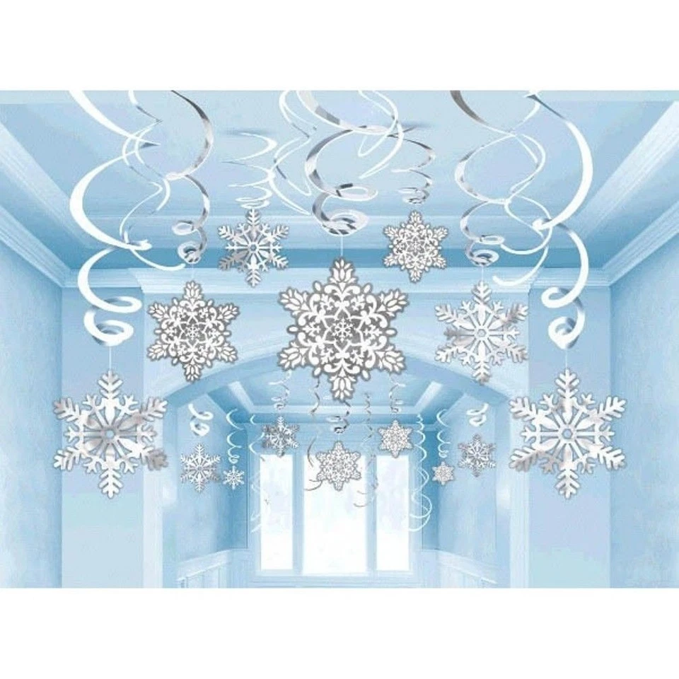 Snowflakes Mega Value Pack 30 Ct Hanging Swirls Decorations - Image 1 of 1