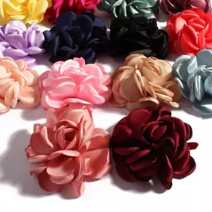 120P Burn Edge Hair Rose Fabric Flowers For Baby Headband Accessories Craft DIY - Picture 1 of 12