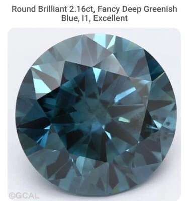 2.16ct Round Brilliant Blue I1 Lab Grown Diamond GCAL 273340525 Fancy Colour Lab - Image 1 of 4
