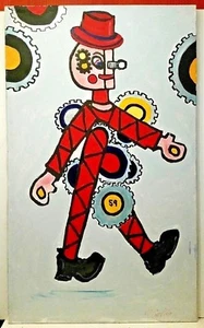 LARGE Listed PAOLO CORVINO Signed ORIGINAL O/C ABSTRACT 'MACHINE MAN' MODERNIST - Picture 1 of 11