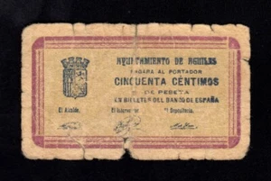 F.C. AGUILAS (MURCIA) , 50 CENTIMOS , B/C- . - Imagen 1 de 2