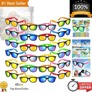 24 Pack Neon Sunglasses with UV400 Protection for Kids - Great Party Favors - Picture 1 of 9