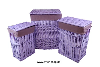 Wäschekorb Wäschetruhe Wäschesammler weide lila Deckel Handgriffe 3x Größen - Bild 1 von 4