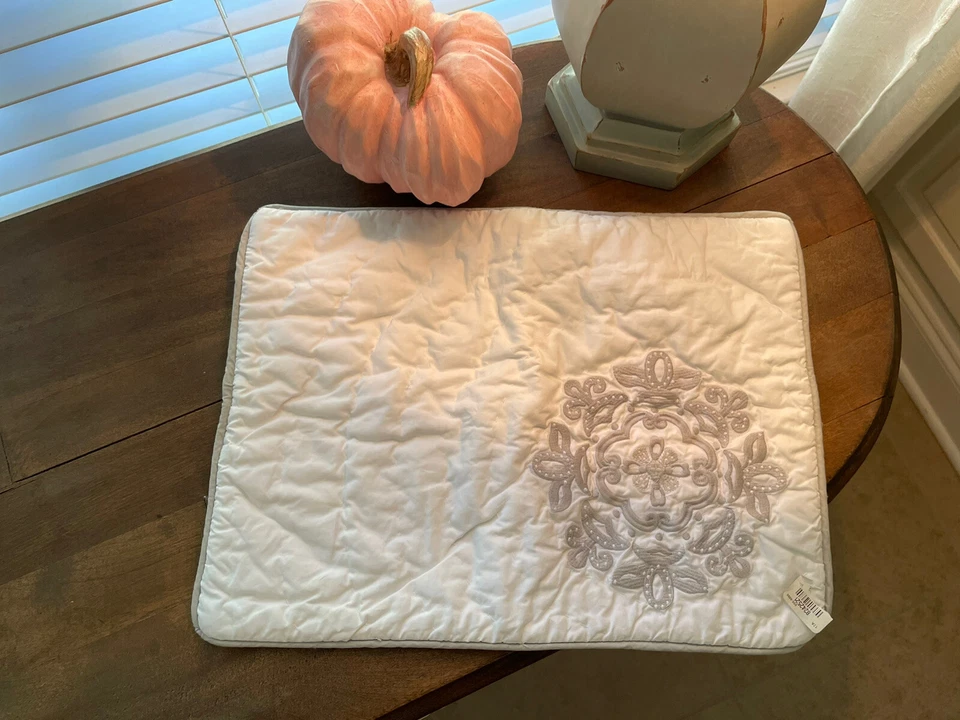 Pottery Barn Kids Embroidered Baby Quilted Sham Gray/White NWT - Image 1 of 4