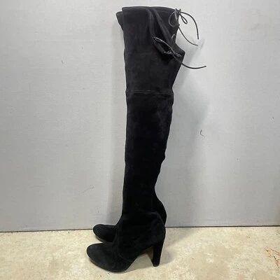 Stuart Weitzman Highland Boots Women 8 Black Suede Over The Knee Thigh High - Image 1 of 4
