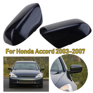 Par de tapa de cubierta de espejo lateral negro brillante para 2003-2007 2004 2005 2006 Honda Accord - Imagen 1 de 7