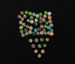 Natural Ethiopian Opal Round Cabochon Loose Gemstone Lot 50 Pcs 3 MM - Picture 1 of 5