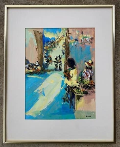 c1970 Modernist Oil Painting St Thomas Virgin Islands Caribbean Street Scene MCM - Picture 1 of 24