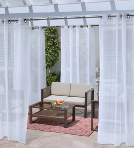 1 Plow & Hearth No-See-Um Curtain Panel White 96" long Grommet Top Machine Wash - Picture 1 of 7