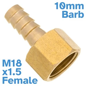 Brass 10mm Barb Hose To M18 x1.5 Female Threaded Pipe Fitting Connector Thread - Bild 1 von 4