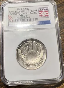 2014 D $0.50 Baseball Hall of Fame CLAD NGC MS 70 OPENING DAY RELEASE - Picture 1 of 2