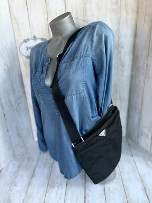 Bandolera PRADA Mediana NEGRO TESSUTO NYLON PLANA CUADRADA AJUSTABLE # 99 Foto 1 de 4