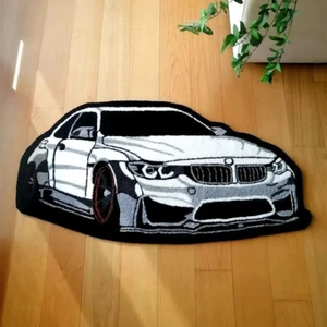 Cool White Car Rug Digital Printing Technology Simple Housewarming Gift Handmade - Picture 1 of 17