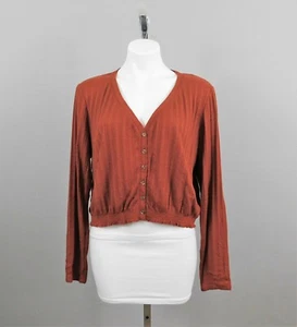 Abound Women's V-Neck Button Up Long Sleeve Cardigan, Size M, Brown, New - Picture 1 of 3