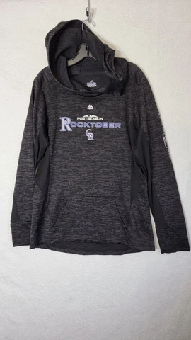 Colorado Rockies Men's Large Rocktober 2018 Playoffs Majestic Sweatshirt RARE Cover