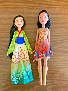 2015 2016 11" Hasbro Royal Shimmer Disney's POCAHONTAS & MULAN Dolls Lot EUC - Picture 1 of 5