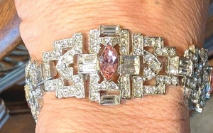 Kenneth Lane Pink Clear Deco bracelet USA - Picture 1 of 4