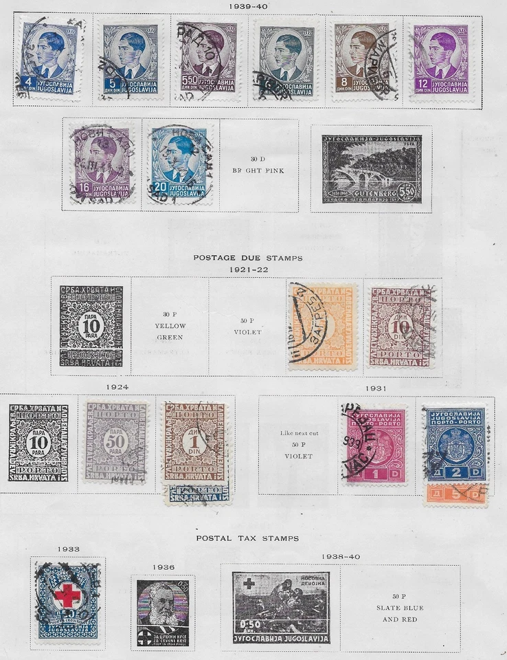 17 selos da Iugoslávia com verso do livro de álbum antigo de qualidade 1921–1940 - Imagem 1 de 1