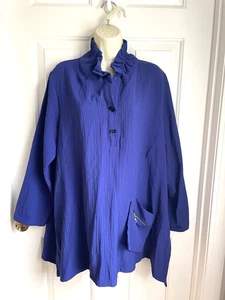 Moonlight Y S Fashion Blouse Jacket Duster L/XL Lagenlook Royal Blue Art to Wear - Picture 1 of 10