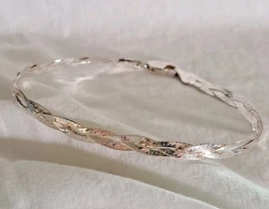 Vintage Sterlingsilber doppelt geflochten Fischgrät Armband 7-1/2" Made in Italy - Bild 1 von 5