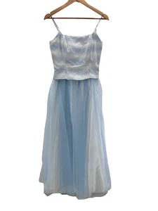 Abito midi BETSY & ADAM by Jaslene blu in tulle aderente e svasato taglia 6 vintage Y2K - Foto 1 di 7