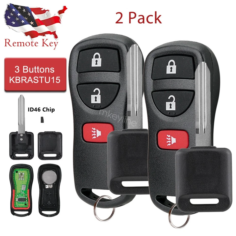 2 Para 2002 2003 2004 2005 2006 2007 2008 Nissan Xterra Coche Mando a Distancia Llavero + Llave Foto 1 de 4