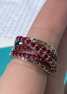 Gems en Vogue Sterling & Gold umarmt 2,34ctw burmesischer Rubin Autobahnring $ 729,00 - Bild 1 von 8